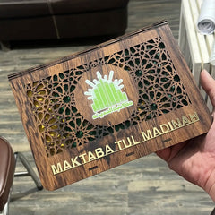 Custom Laser Cut Wooden Box | Golden Acrylic & UV Printed Logo