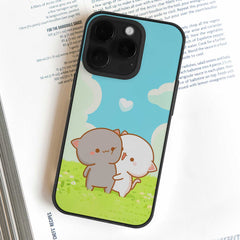 Peach and Goma Cat Mobile Cover